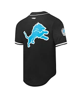 Pro Standard Men's Amon-Ra St. Brown Black Detroit Lions Player Name Number Mesh Button-Up Baseball Shirt