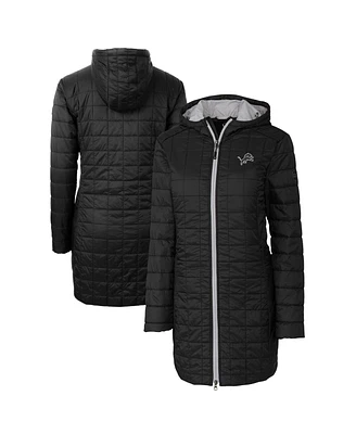 Cutter & Buck Women's Black Detroit Lions Rainier PrimaLoft Eco Insulated Full-Zip Hoodie Long Coat