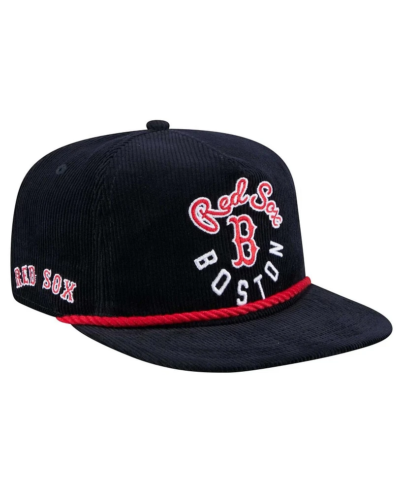 New Era Men's Navy Boston Red Sox Full Circle Corduroy Golfer Adjustable Hat