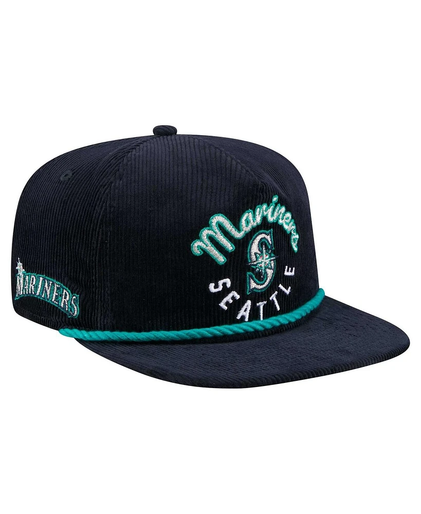 New Era Men's Navy Seattle Mariners Full Circle Corduroy Golfer Adjustable Hat