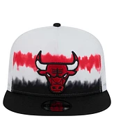 New Era Men's White/Black Chicago Bulls Dip-Dye 9FIFTY A-Frame Trucker Snapback Hat