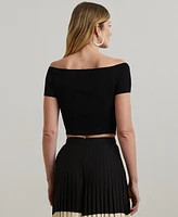 Lauren Ralph Women's Off-the-Shoulder Cropped Sweater