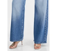 Guess Women's Braided-Waist Wide-Leg High-Rise Jeans