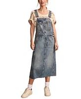 Lucky Brand Women's Cotton Raw-Hem Denim Overalls Dress