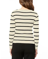 Melissa Paige Petite Women's Scoop Neck Ribbed Striped Sweater