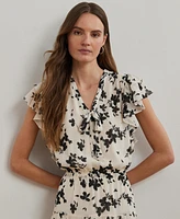 Lauren Ralph Lauren Women's Floral Georgette Tie-Neck Maxidress