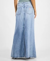 Guess Women's Thaiss Denim Maxi Black-Slit Skirt