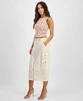 Guess Women's Casey Zippered Cargo Midi Skirt