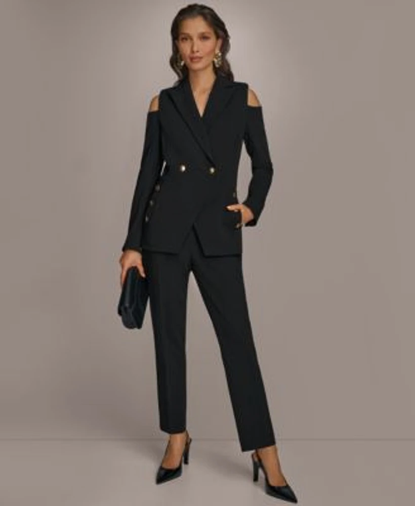 Donna Karan New York Womens Cold Shoulder Blazer Slim Leg Pants