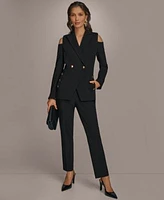 Donna Karan New York Womens Cold Shoulder Blazer Slim Leg Pants