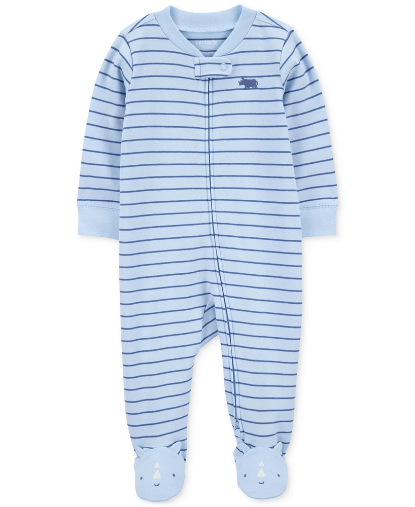 Carter's Baby Unisex Striped Footed Two-Way Zip One-Piece