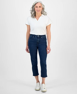 Style & Co Petite High-Rise Cropped Straight-Leg Jeans, Exclusively at Macy's