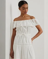 Lauren Ralph Women's Cotton Off-the-Shoulder Tiered Dress