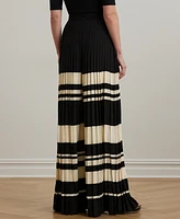 Lauren Ralph Women's Striped Pleated Georgette Wide-Leg Pants
