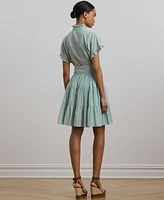 Lauren Ralph Women's Striped Ruffle-Trim Voile Shirtdress