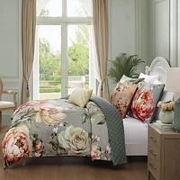 Bebejan Whispering Willows 100% Cotton Sateen 5 Piece King Size Reversible Comforter Set