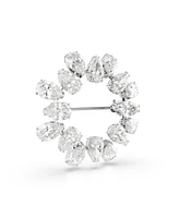 Swarovski Matrix Rhodium Plated Pear Cut White Brooch