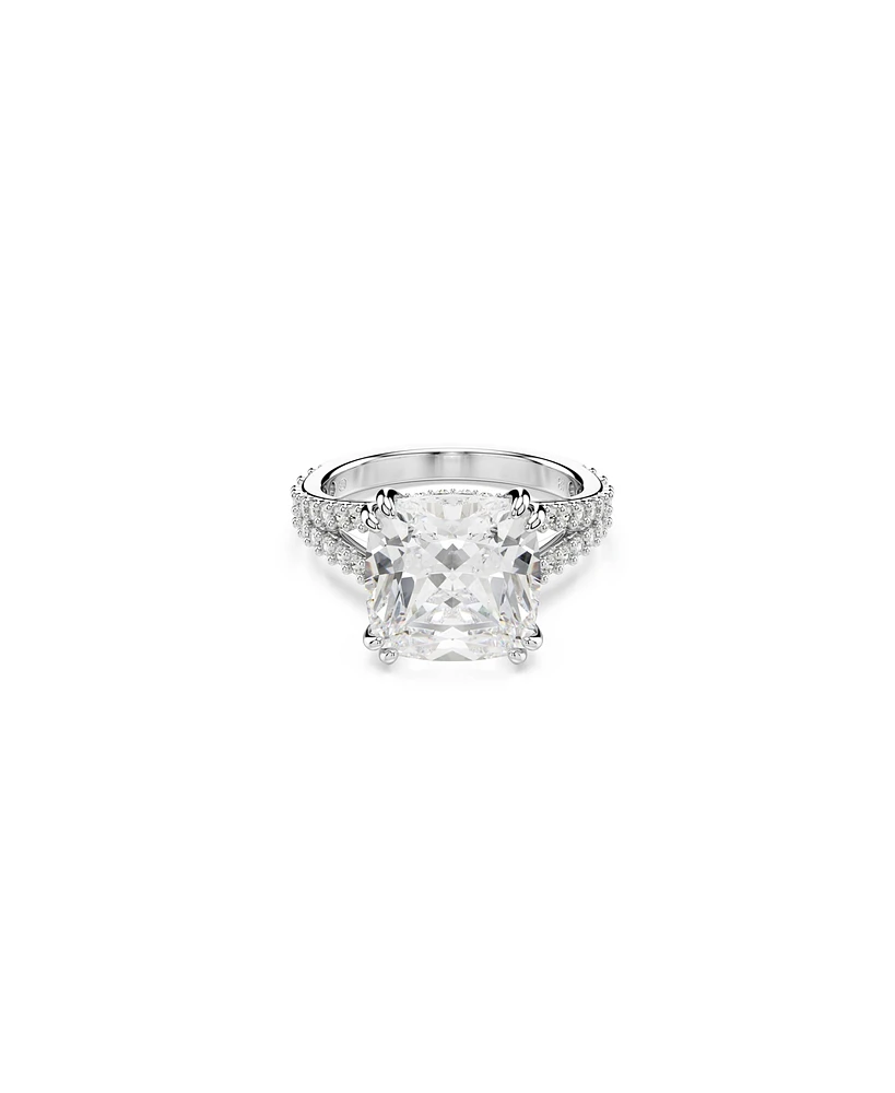 Swarovski Stilla Rhodium Plated Square Cut Ring