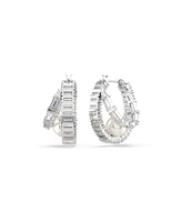 Swarovski Ariana Grande x Swarovski Baguette Cut White Rhodium Plated Hoop Earrings