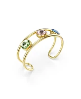 Swarovski Chroma Cushion Cut Green Gold-Tone Plated Cuff Bracelet