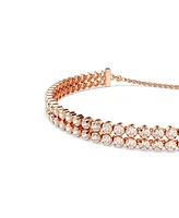 Swarovski Matrix Round Cut White Rose Gold-Tone Plated Tennis Bracelet