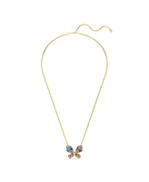 Swarovski Idyllia Mixed Cuts Pave Butterfly Multicolored Mixed Metal Finish Pendant Necklace