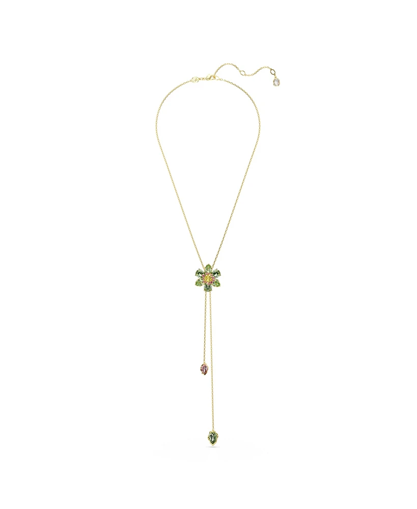 Swarovski Idyllia Mixed Cuts Flower Multicolored Gold-Tone Plated Y Pendant Necklace