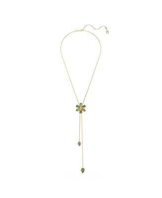 Swarovski Idyllia Mixed Cuts Flower Multicolored Gold-Tone Plated Y Pendant Necklace