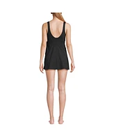 Lands' End Women's Long Side Tie Mini Swim Dress Swimsuit