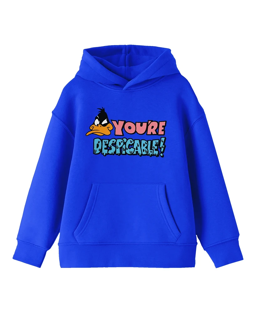 Looney Tunes You're Despicable! Daffy Duck Youth Royal Blue Graphic Hoodie-xl