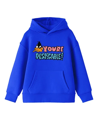 Looney Tunes Boys You're Despicable! Daffy Duck Youth Royal Blue Graphic Hoodie-xl