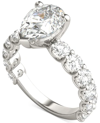Charles & Colvard Moissanite Solitaire & Trellis-Set Side Stone Ring (3-1/2 ct. t.w.) in 14k White Gold
