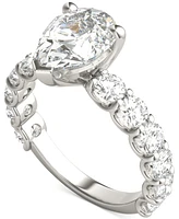 Charles & Colvard Moissanite Solitaire & Trellis-Set Side Stone Ring (3-1/2 ct. t.w.) in 14k White Gold