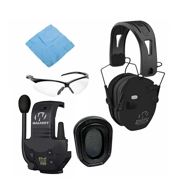 Walkers Razor Slim Quad Electronic Black Earmuffs Bundle