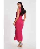 Quiz Women's Mesh Round Neck Maxi Dress