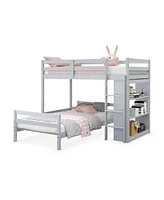 Space-Saving Loft Bunk Bed with Storage Bookcase, Ideal for Kids and Teen Bedrooms