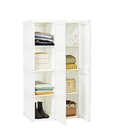 Foldable Armoire Wardrobe Closet with 8 Cubby Storage for Compact and Organized Clothing Storage