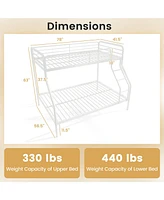 Sturdy Over Bunk Bed with Ladder and Full-Length Safety Rails