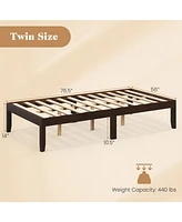 Classic Wood Bed Frame with Slat Support and Rubber Legs