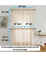 Hlc.me Sophia Floral Rod Pocket Lace Short Cafe Swags for Small Windows - 28 x 36 Inch Length (Taupe Swags, Set of 2)