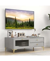 Modern Tv Stand for 55" TVs with Drop Down Door Cabinet 2 Storage Drawers