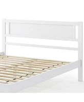 Wood Bed Frame with Headboard and Wooden Slats Support