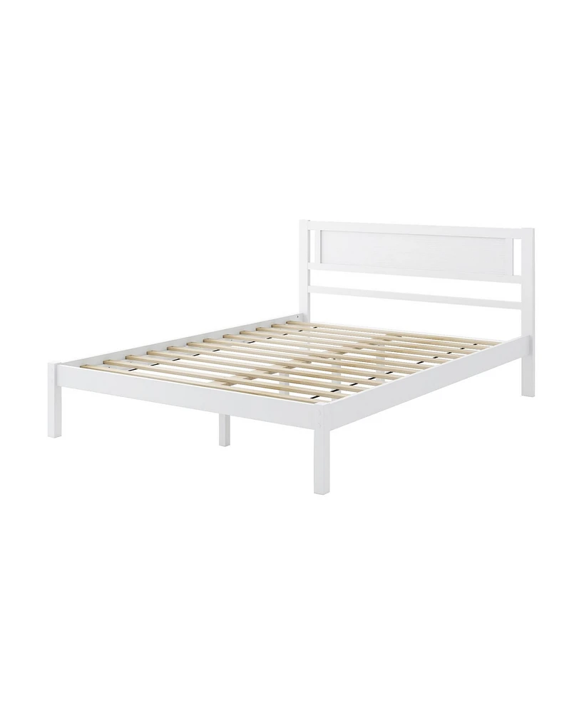 Wood Bed Frame with Headboard and Sturdy Wooden Slat Support for Mattress