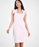 Donna Ricco Women's Ruffled-Strap Sheath Dress