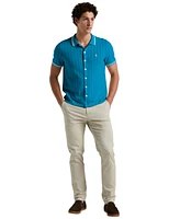 Original Penguin Men's Slim-Fit Drop Needle Button Front Short Sleeve Sweater Polo Shirt