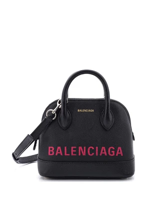 Pre-Owned Balenciaga Xxs Logo Ville Bag Leather