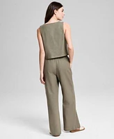 Now This Womens Front Tie Linen Vest Side Tie Linen Pants Exclusively At Macys