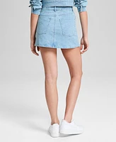 And Now This Women's Floral-Embroidered Denim Mini Skirt, Exclusively at Macy's