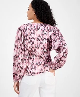 Boss Orange Women's Printed Long-Sleeve V-Neck Blouse