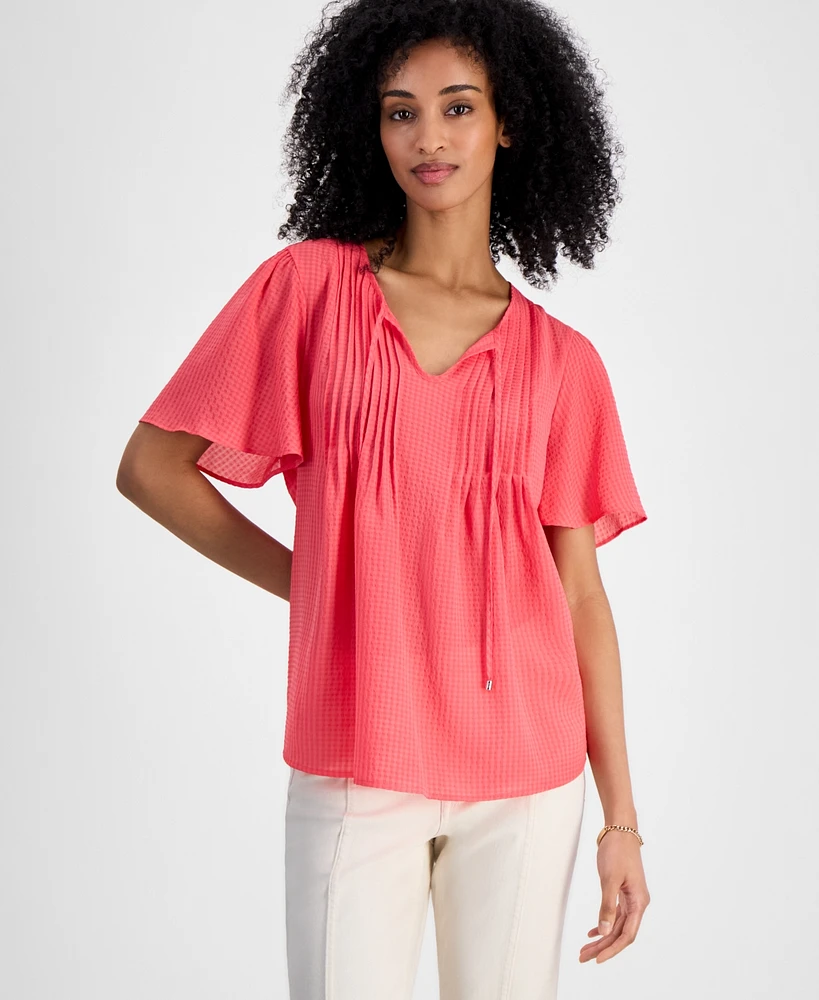 Tommy Hilfiger Women's Gingham Pintucked Top